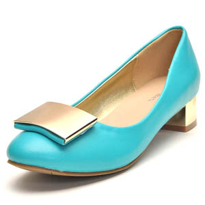 卡纹东昵小清新金属装饰浅口鞋