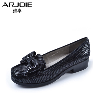 Arjoie雅卓春夏真皮羊皮浅口圆头低跟女鞋平底鞋休闲鞋单鞋