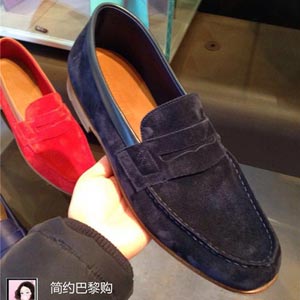 J.M WESTON威士顿2015款男士新款 绒皮 矮跟豆豆鞋