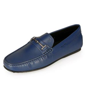 TOD'S 托德斯 深蓝色 牛皮 男士马衔扣装饰豆豆鞋