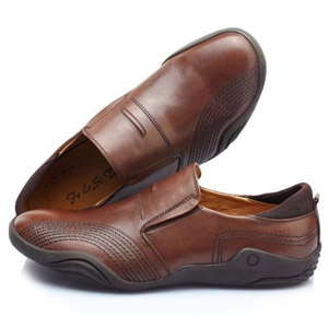 佛儿思特 头层牛皮男鞋透气休闲男皮鞋时尚韩版男式鞋真皮休闲鞋 棕色