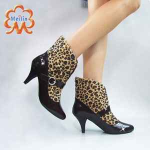美霖MEILIN时尚性感高跟鞋 优雅豹纹鞋 奢华高帮靴