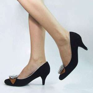 美霖MEILIN时尚性感高跟鞋 2015春夏工作鞋女黑色真皮女鞋尖头浅口单鞋细跟职业大码高跟鞋