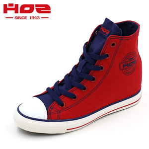 HOZ[后街]2015夏糖果色撞色内增高透气帆布鞋女休闲鞋平底校园风