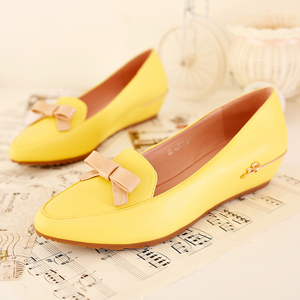 斯莱曼蒂15春夏款甜美蝴蝶结尖头浅口小坡跟平底单鞋女鞋