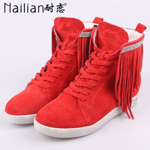 NaiLian耐恋2015新款潮韩版流苏女单鞋时尚牛反绒防滑透气女鞋