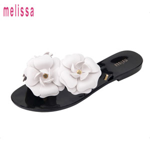 2015新品Melissa Harmonic garden黑白山茶花人字拖梅丽莎