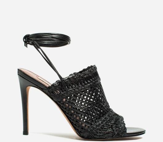 波西米亚编织绕带高跟鞋