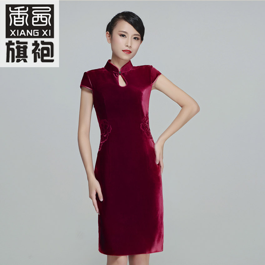 香西旗袍 酒红绣花