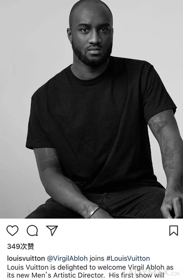 LV任命Off-White创始人Virgil Abloh 为男装创意总监