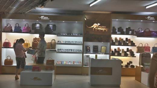 河南南阳皮尔袋鼠皮具加盟店铺展示