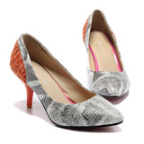 台湾红蜻蜓流行户外女鞋拼接撞色高跟鞋