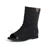 都市情人头层牛皮露趾平跟凉鞋透气舒适女鞋