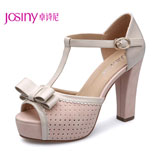 春季新款凉鞋甜美蝴蝶粗跟防水台休闲女鞋