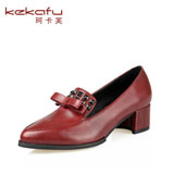 珂卡芙深口铆钉蝴蝶结英伦尖头女鞋