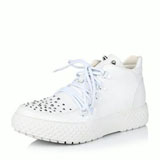 天美意白色软女牛皮靴