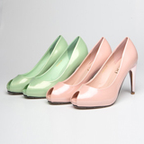 名典鱼嘴细高跟纯色内防水台单鞋