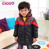 力果中长款格子立领棉衣