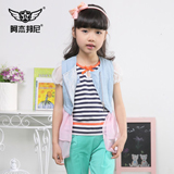 阿杰邦尼韩版短袖女童背心马甲裙