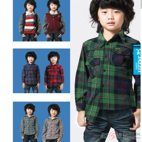 爵士兔男童装格子衬衫