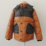 大尾巴男童欧美学院风中长款免洗仿皮羽绒服