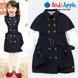 女童装淑女风格双排扣高档连衣裙