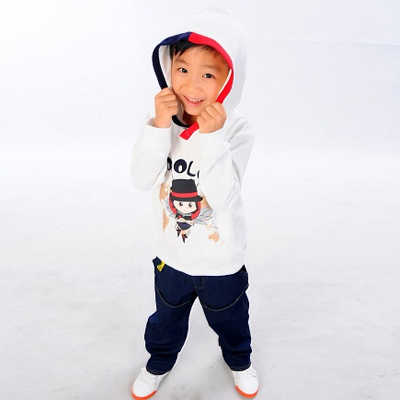 瓢虫贝贝男童白色连帽卫衣