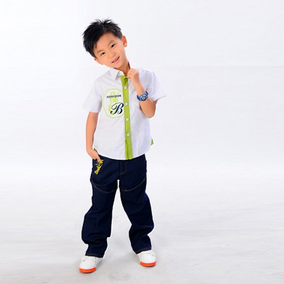 瓢虫贝贝男童中童白色长袖衬衣