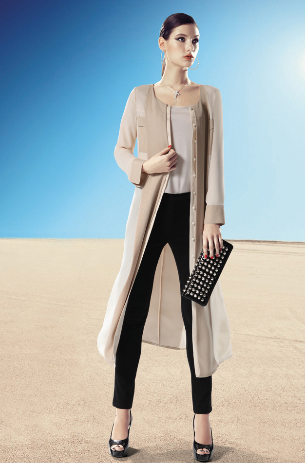 艾米索时尚女装针织系扣长款开衫新款上市