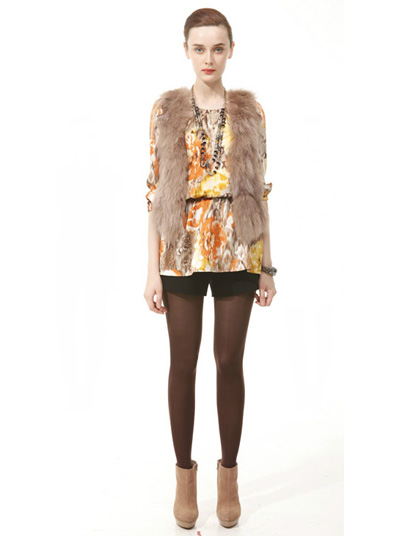 missk纯色短款女士秋冬必备皮草背心新款上市