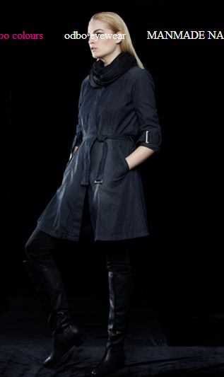 欧宝新款深蓝色长款风衣