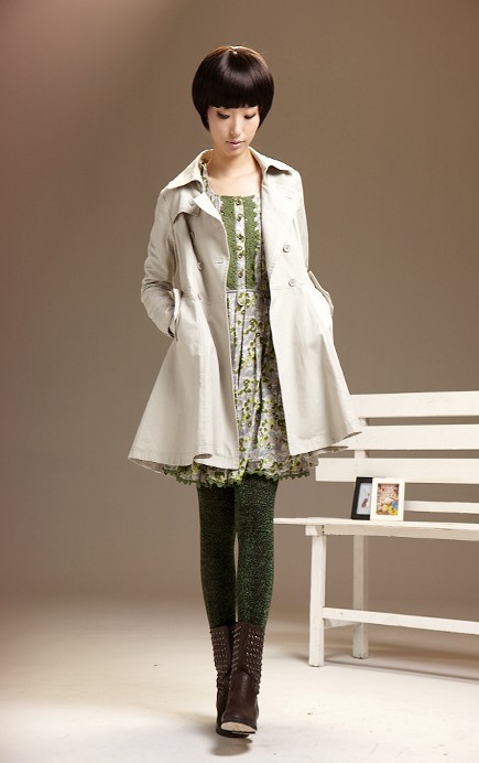 可为时尚女装秋冬系扣风衣新款上市