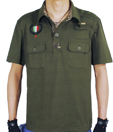 雷霆基地新款短袖立领纯棉T恤