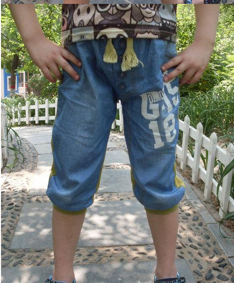 米酷儿休闲AB版仿牛仔中裤哈伦裤灯笼裤灰色