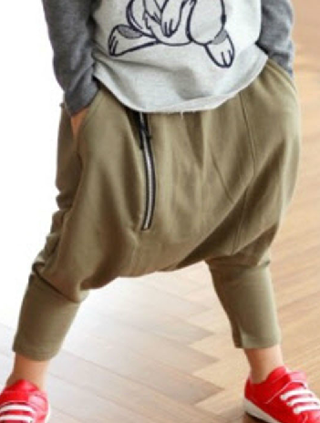 爱宝屋童装童裤 童女童拉链哈伦裤垮裤