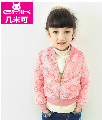几米可童装秋装新款立体玫瑰花上衣 甜美公主气