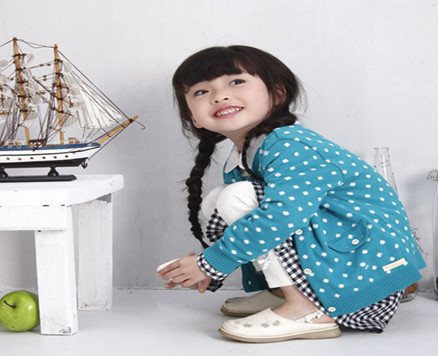 大眼猪秋冬新款女童波点外套