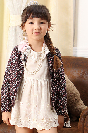 时尚小鱼童装2013秋装儿童韩版民族风碎花纯棉女