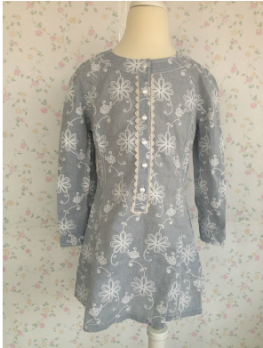 童装 秋季新款 lynn&milo琳麦罗牛仔印花连衣裙