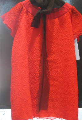 琳麦罗大红色进口面料连衣裙娃娃裙