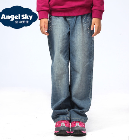 空中天使童装 2013 春秋新潮款女童牛仔裤儿童中