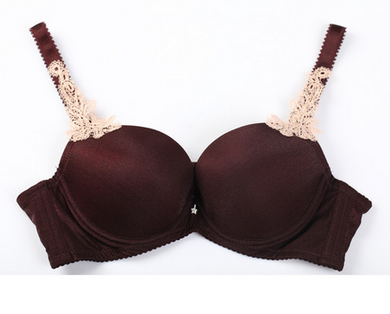 百利安 女士 内衣 文胸 光面 花朵 性感 V型