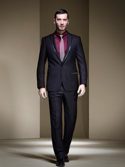 乔夫黑色翻领男士西装套装新款上市