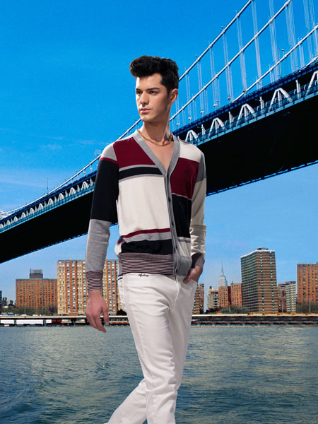 迪克萨斯拼接色针织开衫时尚男装新款上市