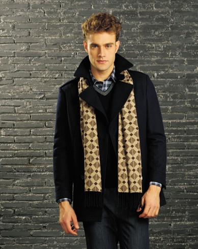 marcino马思图黑色翻领呢大衣时尚男装新款上市