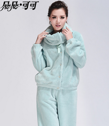 朵朵可可 高端法兰绒加厚保暖不掉毛家居服套装