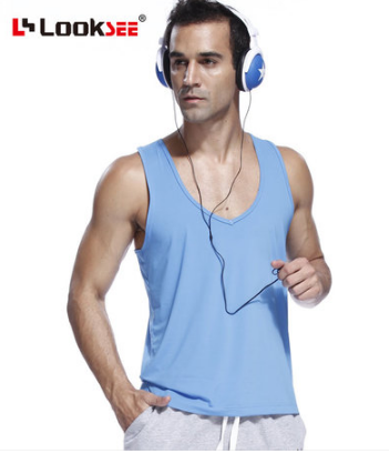  LOOKSEE 修身 大 V领 背心男 冰丝