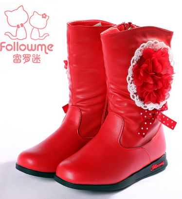 富罗迷 女童靴子 儿童皮靴 雪地靴童靴童鞋 201