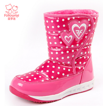 富罗迷 童鞋女童靴子儿童雪地靴 女童雪地靴保暖