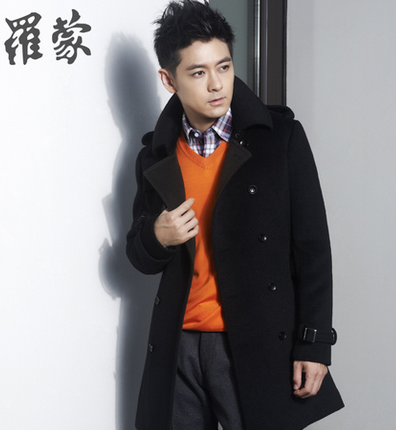 罗蒙 毛呢外套男士大衣中长款羊毛商务休闲201